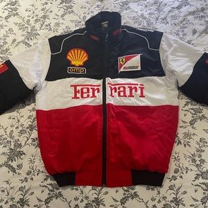 Ferrari Black White Red Racing Bomber Jacket